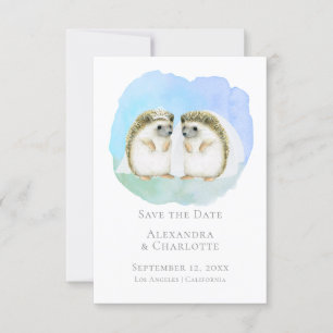 Save The Date Enregistrer la date mignonne Lesbian Hedgehog Coup