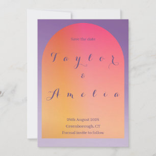 Save The Date Enregistrer la date Moderne Boho Arch violet orang