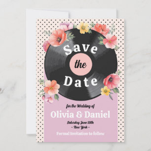 Save The Date Enregistrer la date musique disque mariage floral 