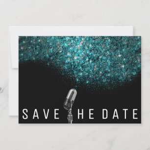 Save The Date Enregistrer la date Parties scintillant Bleu Océan
