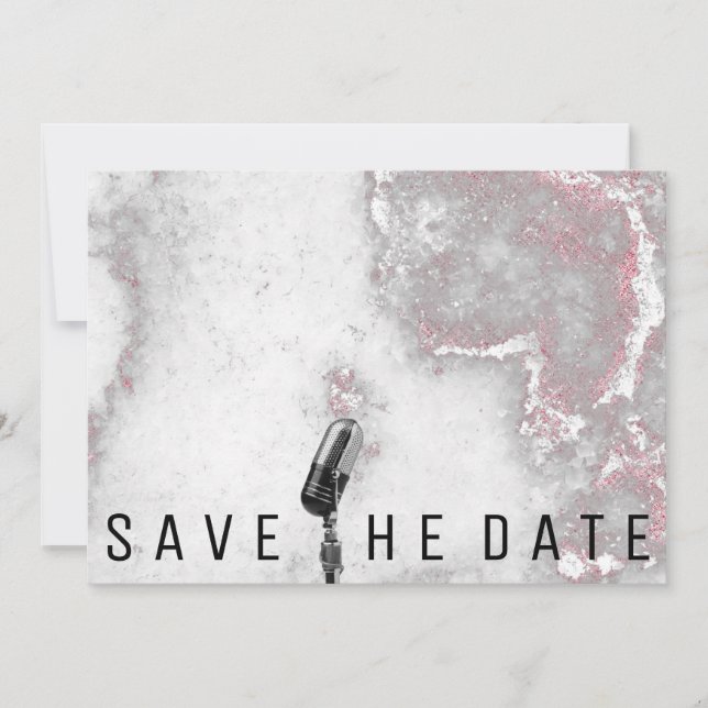 Save The Date Enregistrer La Date Parties scintillant Microphone (Devant)