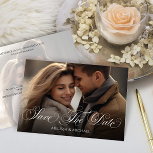 Save The Date Enregistrer la date Photo Classy Calligraphy Scrip