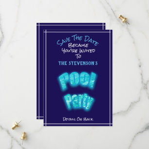 Save The Date Enregistrer La Date Pool Fête Anniversaire Bleu In