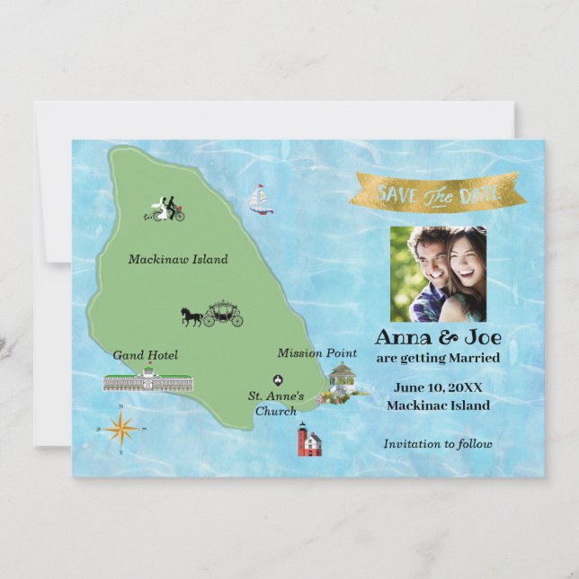 Save The Date Enregistrer la date pour l'île Mackinac (Devant)