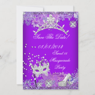 Save The Date Enregistrer La Date Purple Sweet sixteen 16 Masque