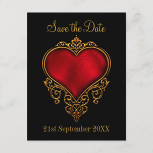 Save The Date Enregistrer la date Red Gold Heart Black