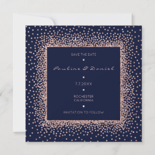 Save The Date Enregistrer La Date Rose Gold Blue Navy Parties sc