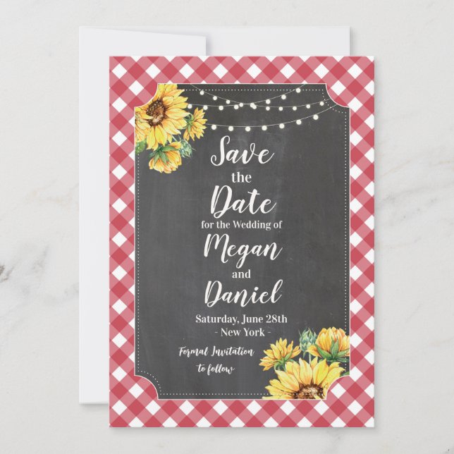 Save The Date Enregistrer la date Rouge Blanc Mariage floral tou (Devant)