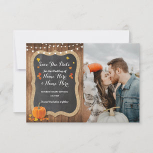 Save The Date Enregistrer la date Rustic Citrouille Chalk Wood I