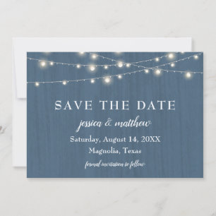 Save The Date Enregistrer la date Rustic Farmhouse Blue String L