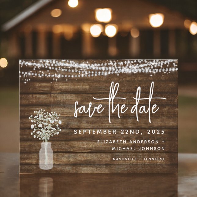 Save The Date Enregistrer la date Rustic Farmhouse String Lights (Créateur téléchargé)