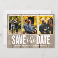 Enregistrer la date Rustic Light Wood 3 Photo Coll