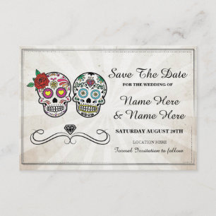 Save The Date Enregistrer la date Rustic Sugar Skulls Card
