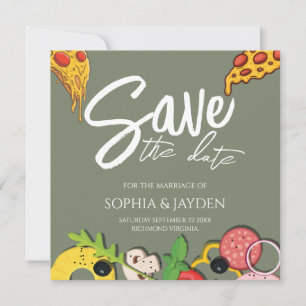 Save The Date Enregistrer La Date Sage Green PIZZA Modern Chic