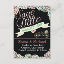 Enregistrer la date Tandem Bicycle Floral ballons