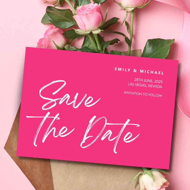 Save The Date Enregistrer la date tendance Flamant rose rose et  (Save The Date Trendy Pink & White Flamingo Custom)