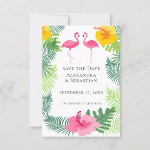 Save The Date Enregistrer la date Tropical Rose Flamant rose Mar