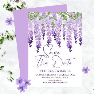 Save The Date Enregistrer la date Watercolor Wisteria Lilac Mari