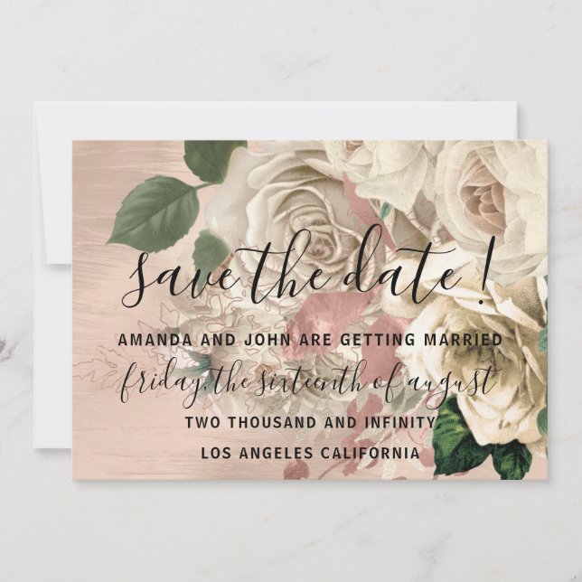 Save The Date Enregistrer La Date Wreath Rose Wreath Ivory (Devant)