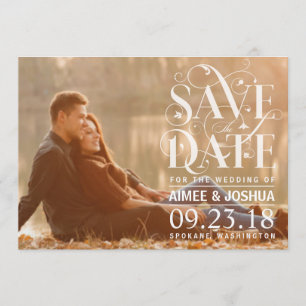 Save The Date Enregistrer la photo de date - Typographie florale