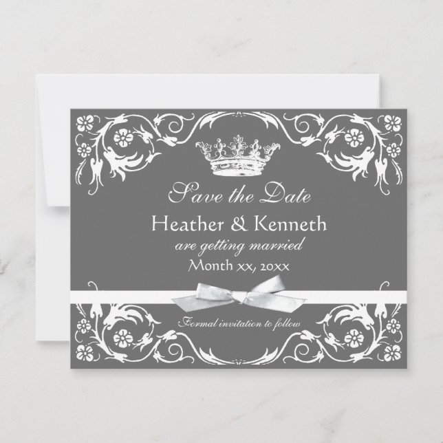 Save The Date Enregistrer le blanc de la couronne de date (Devant)