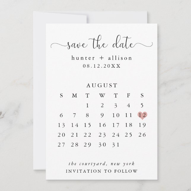 Save The Date Enregistrer Le Calendrier Date (Devant)