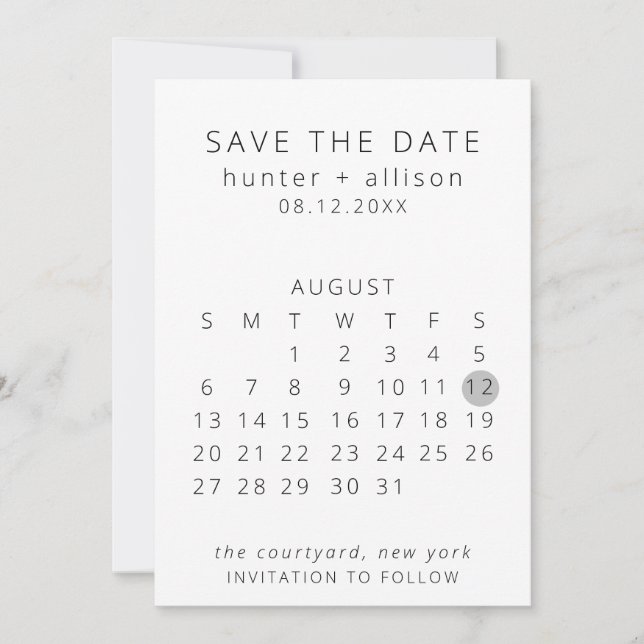 Save The Date Enregistrer Le Calendrier Date (Devant)