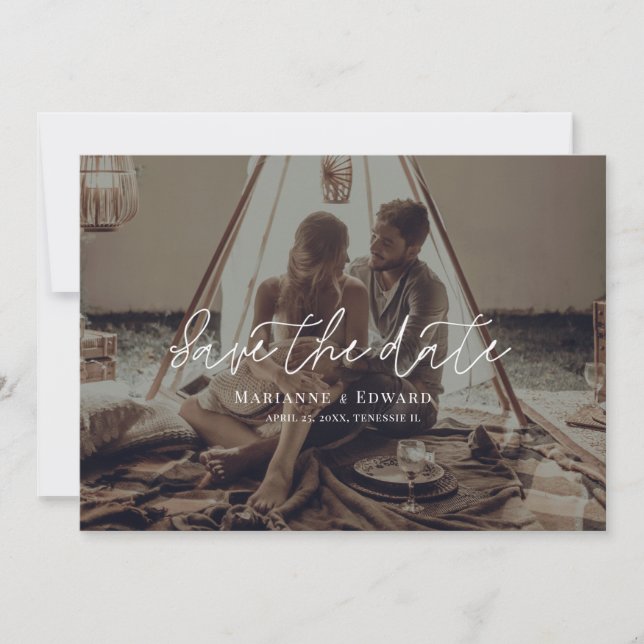 Save The Date Enregistrer Le Mariage Photo De Date Script Minima (Devant)