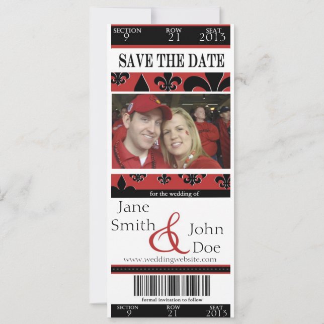 Save The Date enregistrer le ticket de date (Devant)