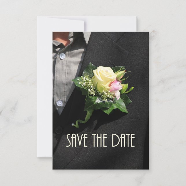 Save The Date Enregistrer les mariés de date Boutonniere (Devant)