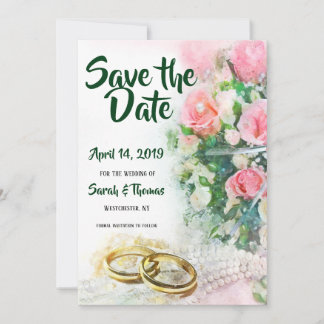 Save The Date Enregistrer les roses roses roses avec des bandes 