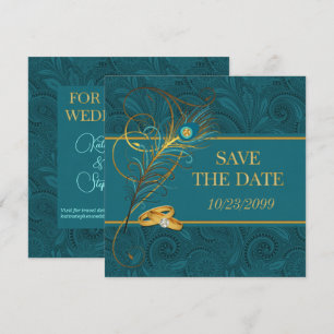 Save The Date Enregistrer l'Mariage Turquoise de saisie de la da