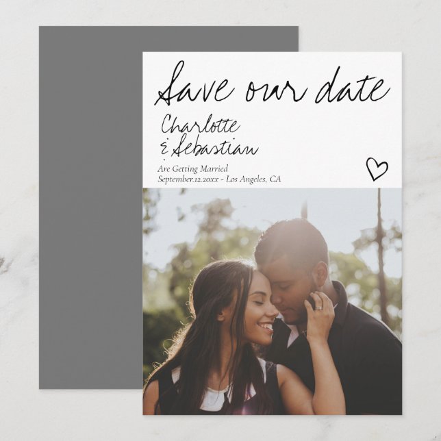 Save The Date Enregistrer notre date manuscrite photo personnali (Devant / Derrière)