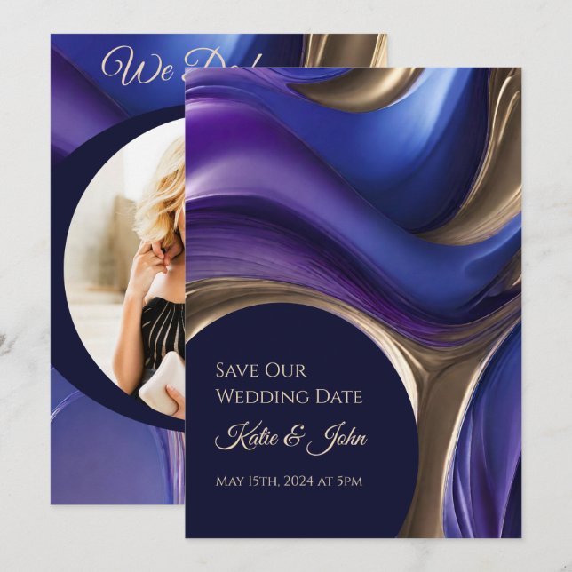 Save The Date Enregistrer notre Mariage Date- Photo moderne- (Devant / Derrière)