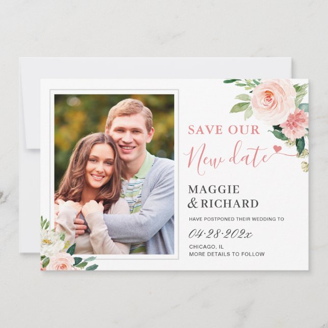 Save The Date Enregistrer notre nouvelle date Elegant Blush Pink (Devant)