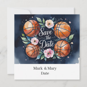 Save The Date Enregistrez la date avec un ballon de basket sur l