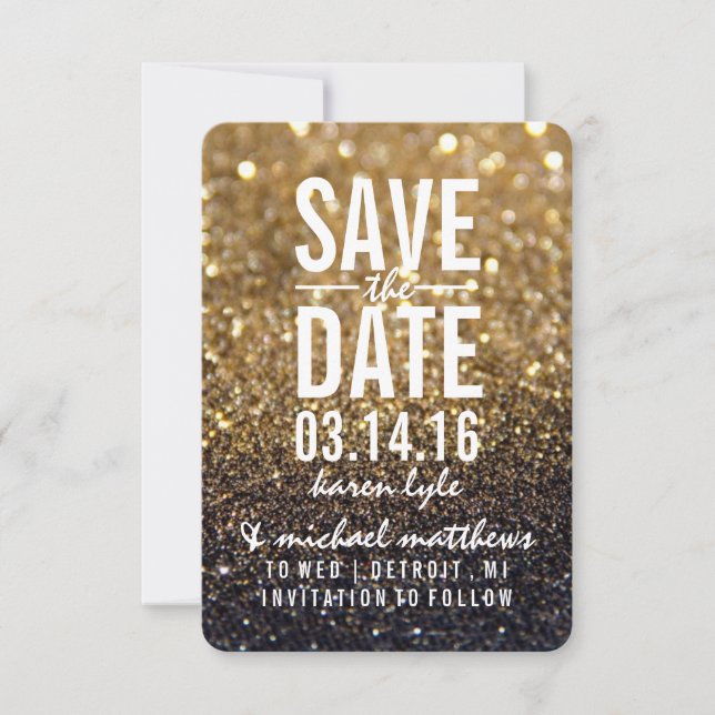 Save The Date Enregistrez la date/Carte postale - Nuit dorée (Devant)
