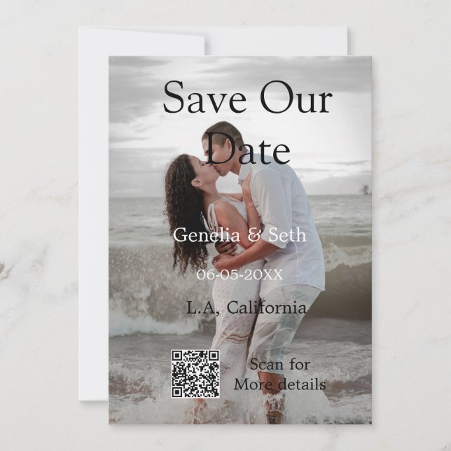 Save The Date Enregistrez la date code QR simple minimal détails (Devant)