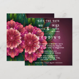 Save The Date Ensemble Élégant d'Invitation de Mariage Floral