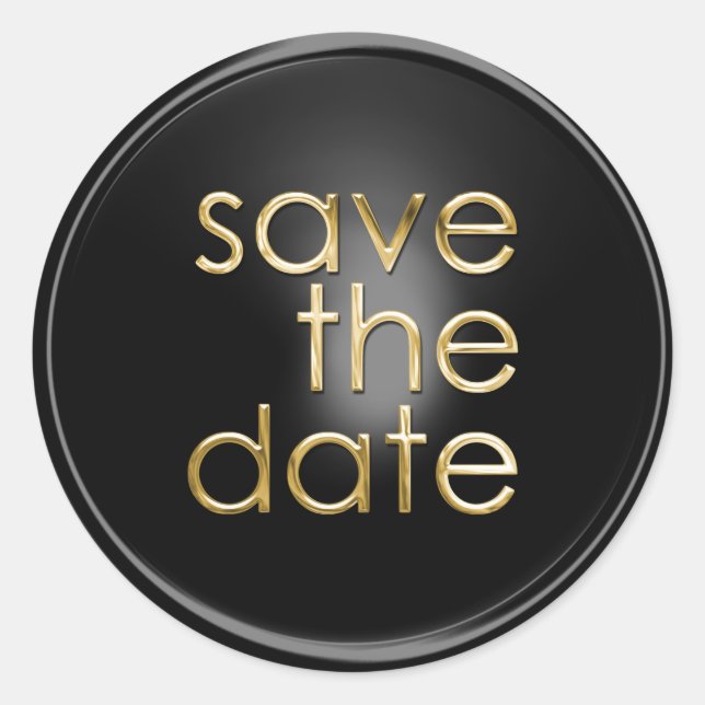 Save the Date Envelope Seal Black Gold (Front)