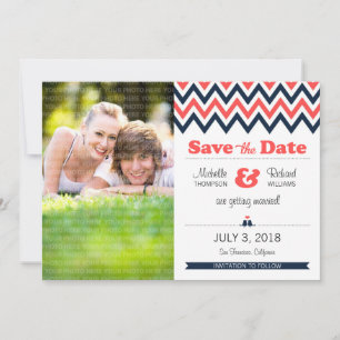 Save The Date Épingle de sauvegarde de photo de chevron de teint