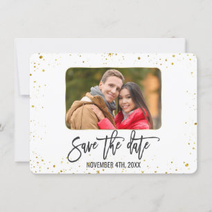 Save The Date Épinglez Or Photo Écriture Manuscrite Faire Part d