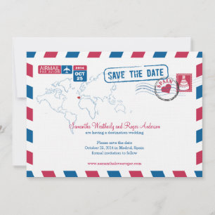 Save The Date Espagne Air Mail Mariage Enregistrer La Date