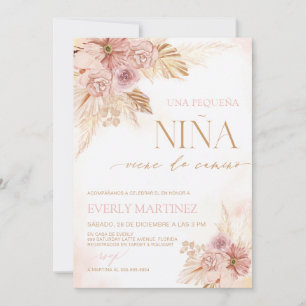 Save The Date Espagnol Boho Pampas Grass Baby shower fille Invit