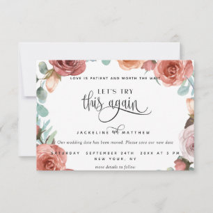 Save The Date Essayons de nouveau, Blush Peach Floral