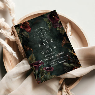 Save The Date Esthétique de mariage botanique sombre