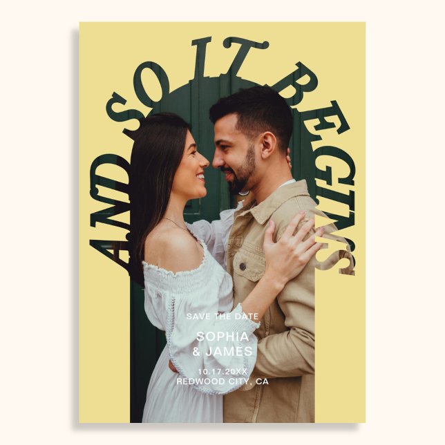 Save The Date Et ça Commence Photo d'arche Mariage Citron (Créateur téléchargé)