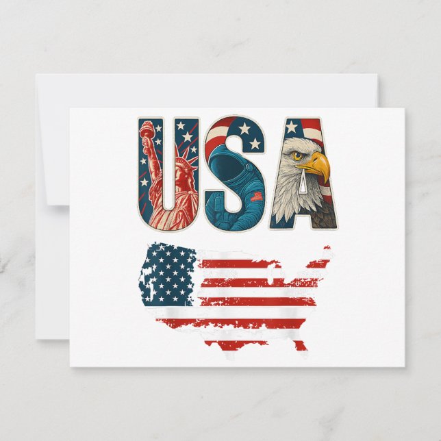 Save The Date Etats-Unis Patriotique 4 juillet Amérique Drapeau  (Devant)