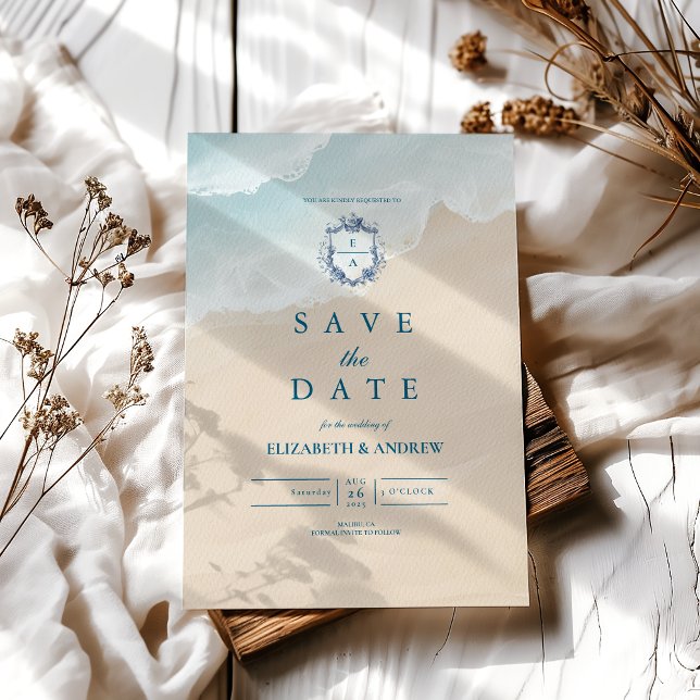 Save The Date Eté Blue Ocean Beach Mariage (Créateur téléchargé)