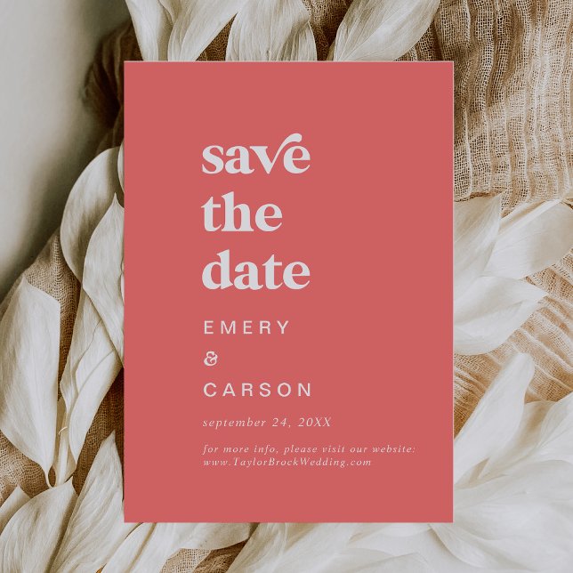 Save The Date Été rétro | Mariage rose chaud (Créateur téléchargé)